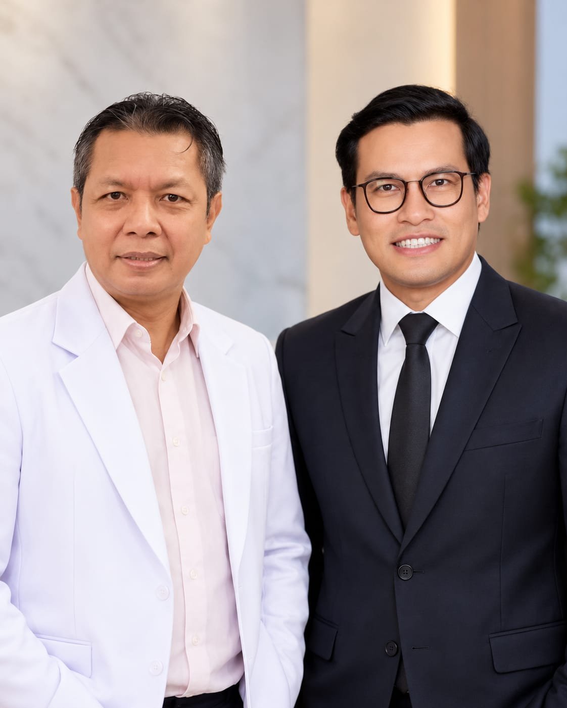 DUET DOKTER SPESIALIS — dr. Musyaddad, Sp.An (kiri), dan dr. Setyo Teguh Waluyo, Sp.OG (kanan), dari Ciputra Mitra Hospital Banjarmasin, siap tampil bersama pada kategori Ganda Putra A Mel's Cup V2. Keduanya dijadwalkan menghadapi pasangan Dinas Kesehatan Provinsi Kalimantan Selatan pada Sabtu, 17 Oktober 2026, di GOR Ekso Banjarmasin. (Ilustrasi komposit: Dok. Mel's Cup)