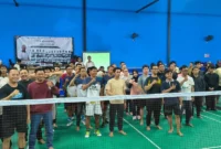 Pelaksaaan dan Pembukaan Bulu Tangkis Tenaga Keshatan, di GOR EXso kota banjarmasin kalimantan selatan